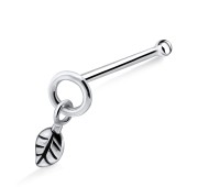 Dangling Leaf Silver Bone Nose Stud NSKD-555